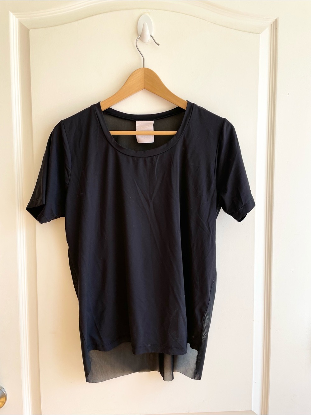 Varley Womens Tshirt Sheer Mesh Back Tshirt Size S High Low Athletic